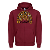 Burgundy football rainbow Zipper Hoodie - RanaPortraitStore