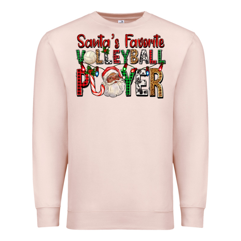 Afro Santa's Favorite Volleyball Player For Christ Premium Sweatshirt by FaDigitalArtStudio | Teevron
