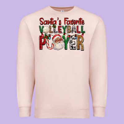 Afro Santa's Favorite Volleyball Player For Christ Premium Sweatshirt Designed By Fadigitalartstudio