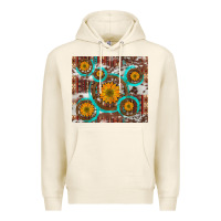Tofu sunflowers and western old wheel aztec cowhide background Premium Hoodie - Artiststas
