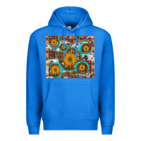 True Royal sunflowers and western old wheel aztec cowhide background Premium Hoodie - Artiststas