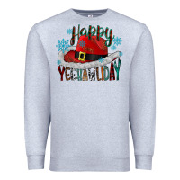Heather Grey happy yeehawliday Premium Sweatshirt - CowhideDigitalArt