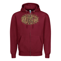 Burgundy leopard pattern Zipper Hoodie - RanaPortraitStore