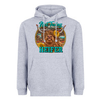 Heather Grey Highland Heifer Western Heavyweight Hoodie - RanaPortraitStore