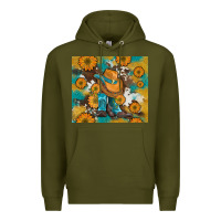 Army Green sunflowers and cowboy boots with cowhide and glitter tumbler Premium Hoodie - Artiststas