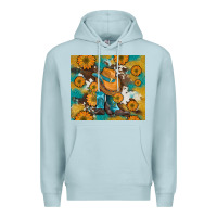 Blue Mist sunflowers and cowboy boots with cowhide and glitter tumbler Premium Hoodie - Artiststas