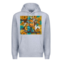 Heather Grey sunflowers and cowboy boots with cowhide and glitter tumbler Premium Hoodie - Artiststas