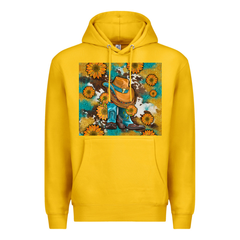 Sunflowers And Cowboy Boots With Cowhide And Glitter Tumbler Premium Hoodie by Artiststas | Teevron