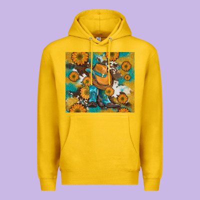 Sunflowers And Cowboy Boots With Cowhide And Glitter Tumbler Premium Hoodie Designed By Artiststas