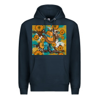 Navy sunflowers and cowboy boots with cowhide and glitter tumbler Premium Hoodie - Artiststas