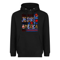 Black she loves jesus and america too Heavyweight Hoodie - Zillion Design Studio