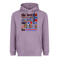 Lavender she loves jesus and america too Heavyweight Hoodie - Zillion Design Studio