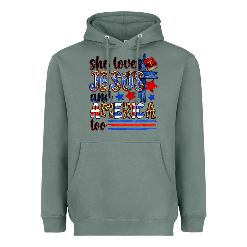 She Loves Jesus And America Too Heavyweight Hoodie by Zillion Design Studio | Teevron