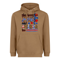 Toasted Coconut she loves jesus and america too Heavyweight Hoodie - Zillion Design Studio