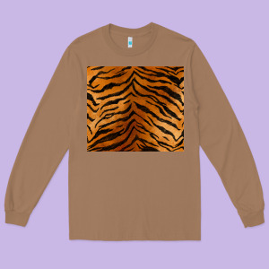 Handdrawn Tiger Pattern Long Sleeve Tee Designed By Barkaloodesign