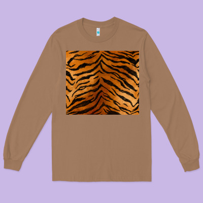 Handdrawn Tiger Pattern Long Sleeve Tee Designed By Barkaloodesign