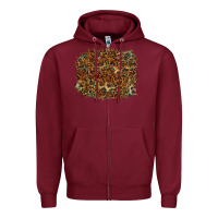 Burgundy leopard tooled leather turquoise Zipper Hoodie - RanaPortraitStore