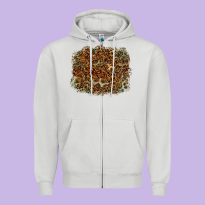 Zipper Hoodie leopard tooled leather turquoise