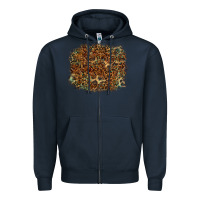 Navy leopard tooled leather turquoise Zipper Hoodie - RanaPortraitStore