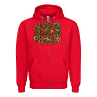 Red leopard tooled leather turquoise Zipper Hoodie - RanaPortraitStore