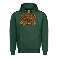 Sports Green leopard tooled leather turquoise Zipper Hoodie - RanaPortraitStore