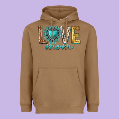 Love Mom Western Heavyweight Hoodie Designed By Texasbilliewilder
