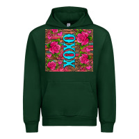 Forest Green xoxo valentine's day pink roses and hearts Urban Hoodie - Jasminsmagicworld