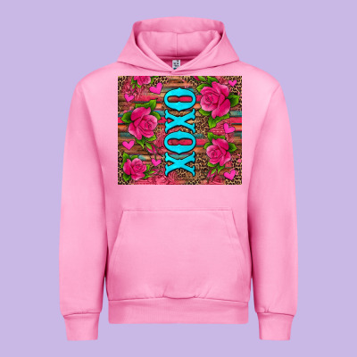 Xoxo Valentine's Day Pink Roses And Hearts Urban Hoodie Designed By Jasminsmagicworld