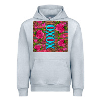 Heather Grey xoxo valentine's day pink roses and hearts Urban Hoodie - Jasminsmagicworld