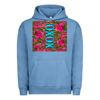 Pigment Pebble Blue xoxo valentine's day pink roses and hearts Urban Hoodie - Jasminsmagicworld