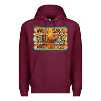 Burgundy cactus western leopard Premium Hoodie - AdoDesignShop