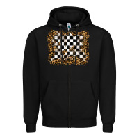 Black racing leopard background Zipper Hoodie - RanaPortraitStore