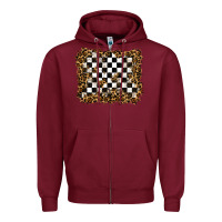 Burgundy racing leopard background Zipper Hoodie - RanaPortraitStore