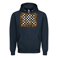 Navy racing leopard background Zipper Hoodie - RanaPortraitStore