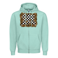 Seafoam racing leopard background Zipper Hoodie - RanaPortraitStore