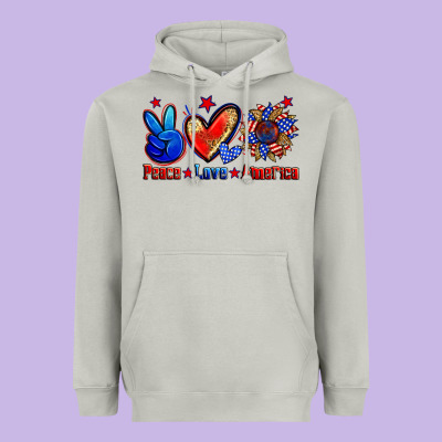 Peace Love America Heavyweight Hoodie Designed By Zillion Design Studio