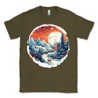 Army Green deer snow house design Classic Tee - Unal Design