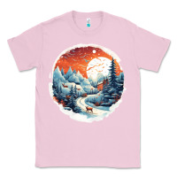 Bubblegum Pink deer snow house design Classic Tee - Unal Design