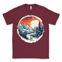 Burgundy deer snow house design Classic Tee - Unal Design