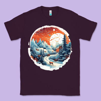 Classic Tee deer snow house design
