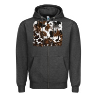 Charcoal Heather leopard cowhide background Zipper Hoodie - RanaPortraitStore