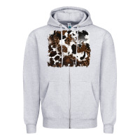 Heather Grey leopard cowhide background Zipper Hoodie - RanaPortraitStore