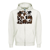 Oatmeal Heather leopard cowhide background Zipper Hoodie - RanaPortraitStore