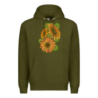 Army Green sunflowers b Premium Hoodie - Artiststas