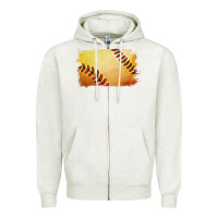 Oatmeal Heather softball brushstroke Zipper Hoodie - RanaPortraitStore