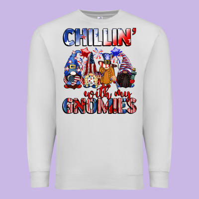 Chillin' With My Gnomies 4th Of July Premium Sweatshirt Designed By Cowgirlartshop