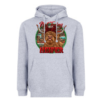 Heather Grey Highland Heifer Christmas Heavyweight Hoodie - RanaPortraitStore