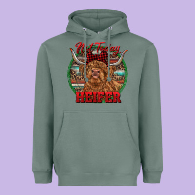 Highland Heifer Christmas Heavyweight Hoodie Designed By Ranaportraitstore
