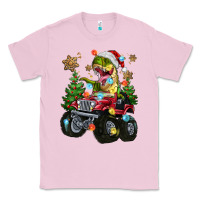 Bubblegum Pink Christmas T-rex With Monster Truck Classic Tee - MaliasSmallBusiness