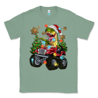 Sage Christmas T-rex With Monster Truck Classic Tee - MaliasSmallBusiness
